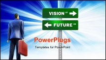  Power Point Template of - High resolution graphic of two green Road Signs on Cloud Background - Royalty Free PPT