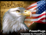  Power Point Template of - A bald eagle  the American flag and the Consitution. - Royalty Free PPT